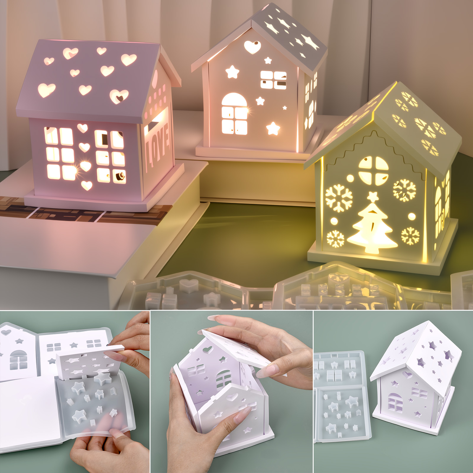 Candle Making Equipment - 3D House Silicone Mold DIY Christmas
