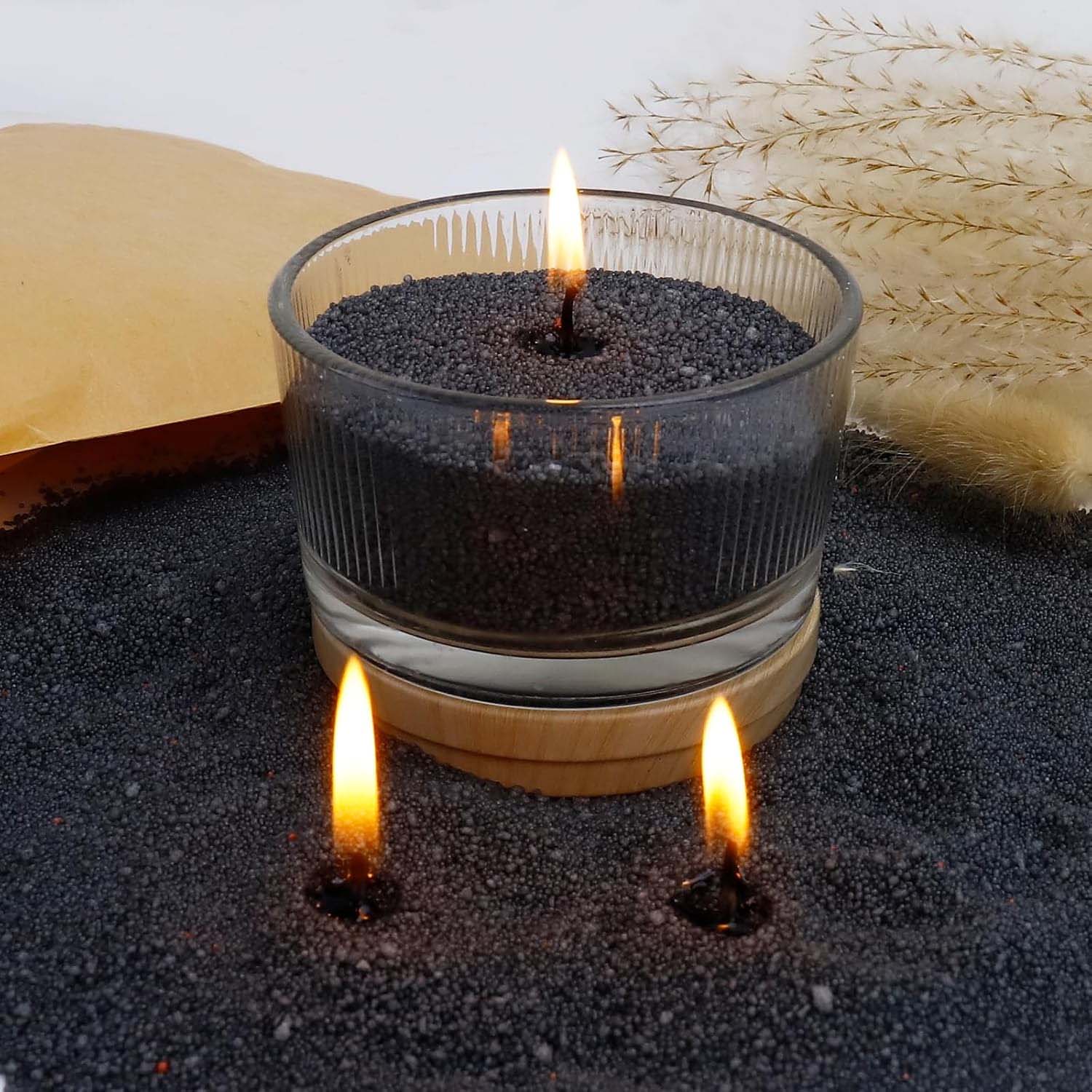 Candle Making Course - Black Candle Sand with Wick, 200g