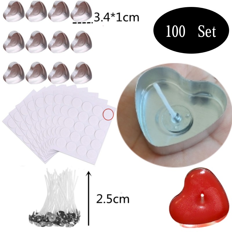 100 Sets Heart shaped Empty Al - Candle Making Course recension och pris