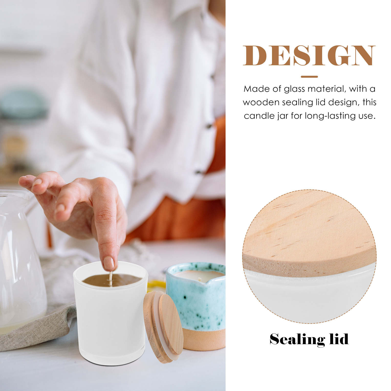 Glass Jar with Wooden Sealing  - Candle Making Homewood recension och pris
