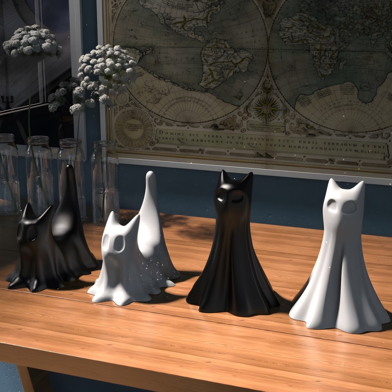 Ghost Cat Halloween Desktop Or - Candle Making Equipment recension och pris