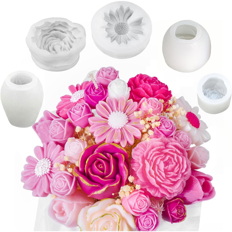 5Flower Candle Mold Set，3D Flo - Candle Making Kit recension och pris